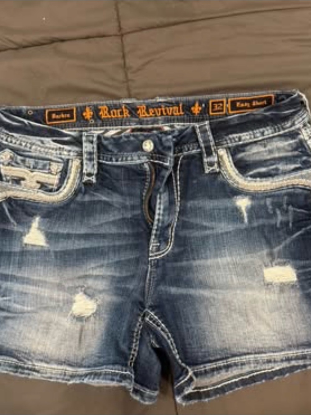 Rock Revival Washed Blue Distressed Denim Shorts